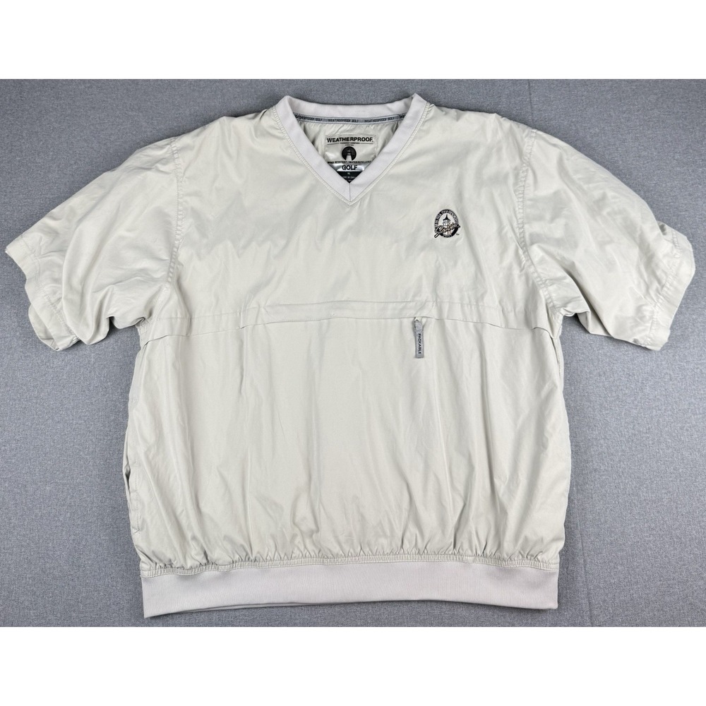 Weatherproof Golf V Neck Windbreaker Pullover XL Kia Championship 2001 Beige